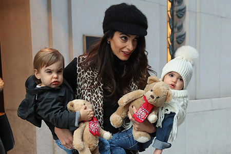 Amal Clooney with her twin children