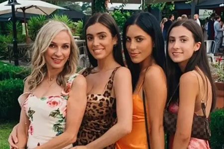 Bianca (second, left) pictured with her mother Alexandra, second right is Bianca's sister Alyssia and far right is Bianca's other sister Angelina