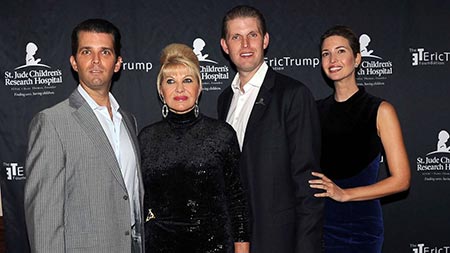 Late Ivana Trump and her three children