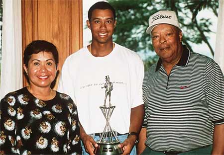 Tiger Woods with his mom and dad.